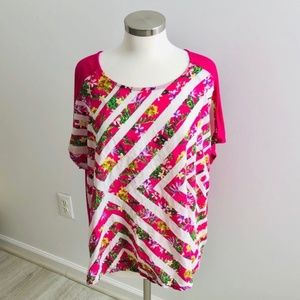 Pink Floral Top, XL